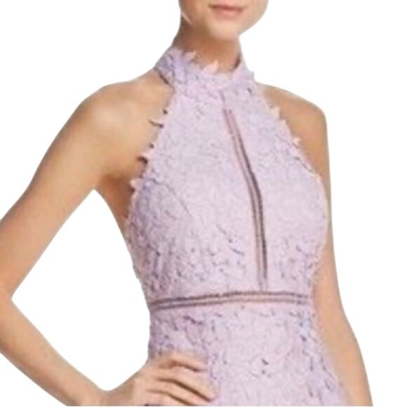 Revolve Bardot Gemma Light Lavender Floral Overlay Detail Midi Dress Size 10 - Picture 3 of 14